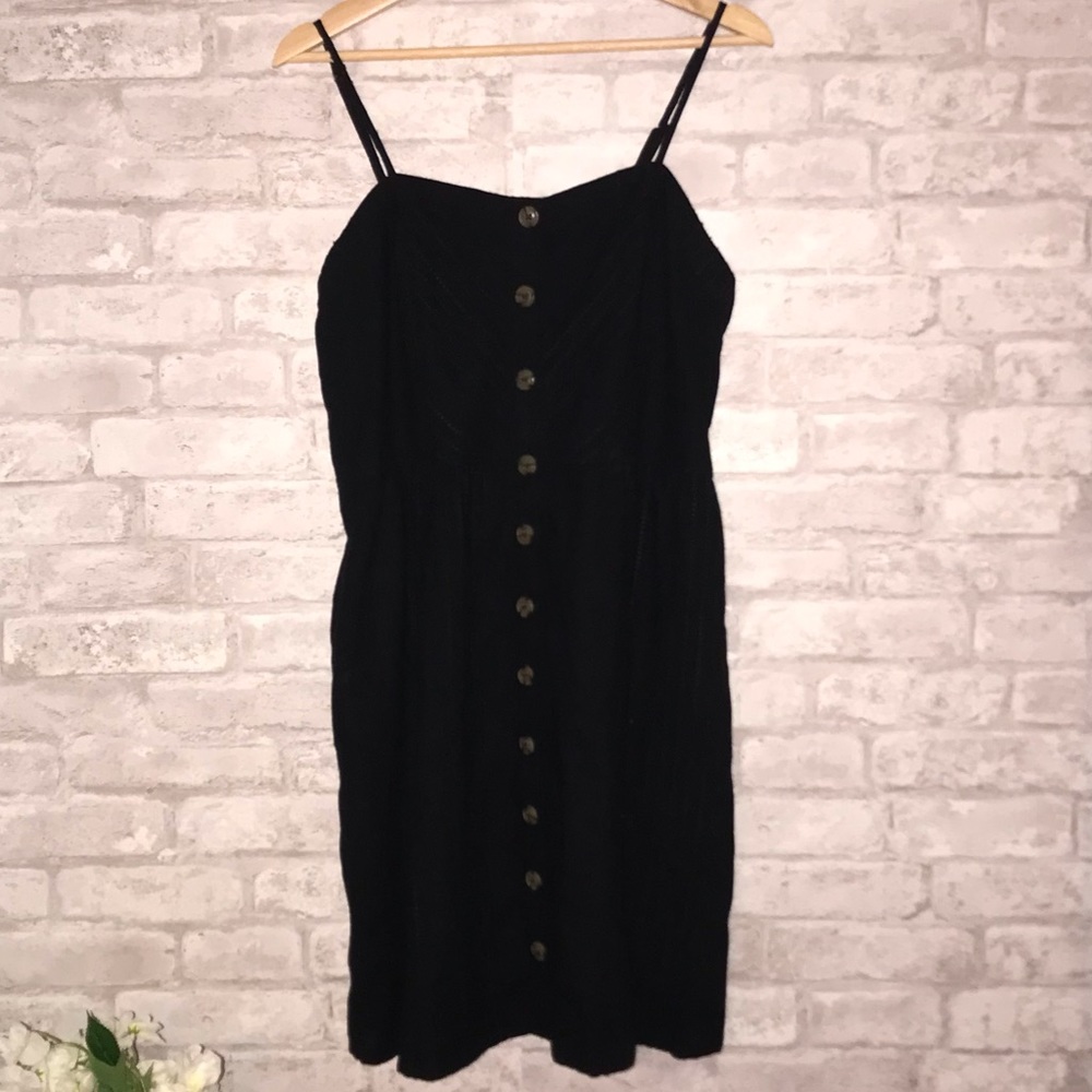 Universal Thread Black Linen Button Front Dress